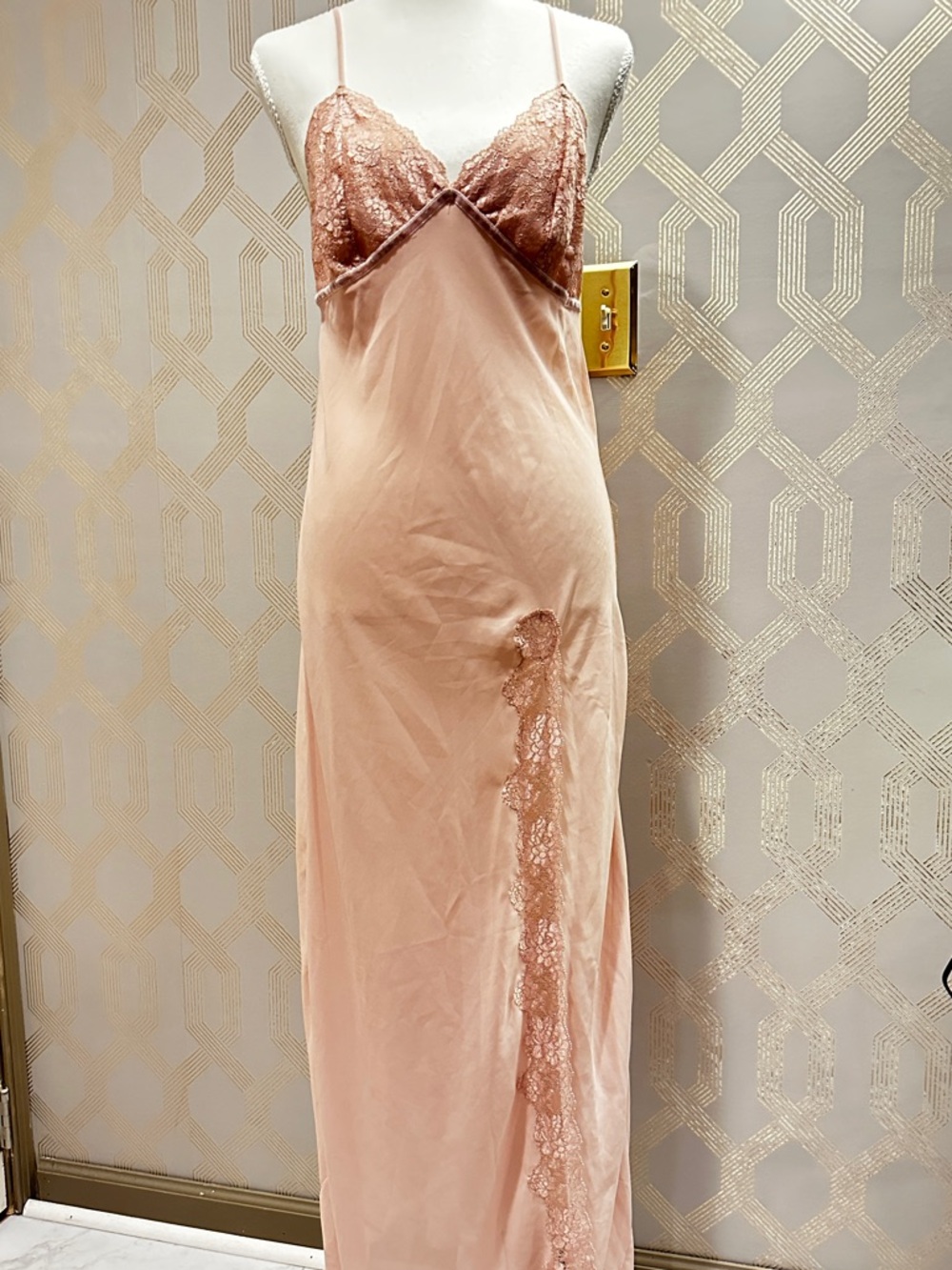 Victoria's Secret Vintage Blush Pink Lace-Trim Slip Dress